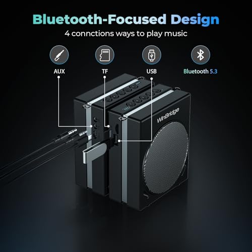WinBridge 30W Voice Amplifier with 2 Wireless Mics, Portable PA Speaker S90 | DSP Crystal-Clear Sound, 65ft+ Stable Range, 13H Mic Battery,BT/USB/TF/AUX, Lightweight for Teaching, Public Speaking, Event