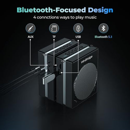 WinBridge 30W Voice Amplifier with 2 Wireless Mics, Portable PA Speaker S90 | DSP Crystal-Clear Sound, 65ft+ Stable Range, 13H Mic Battery,BT/USB/TF/AUX, Lightweight for Teaching, Public Speaking, Event
