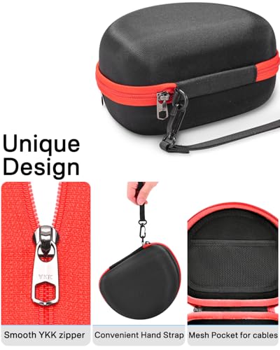 RAIACE Hard Storage Case Compatible with Skullcandy Crusher Over-Ear Headphones, for TOZO HT3 Headphones and More Foldable Headset, Travel Carrying Bag. (Case Only)-Black(Red Zipper) - color: Black(Red Zipper)