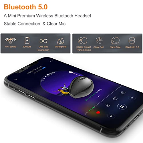 Mini Bluetooth Earpiece Wireless, Single Bluetooth Earbuds with Charging Case 6 Hrs Playtime, Headset Hands-Free with Microphone for iOS Android Smart Phones Voice Calls PC (Single-Black) - color: Single-Black