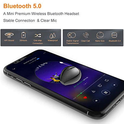 Mini Bluetooth Earpiece Wireless, Single Bluetooth Earbuds with Charging Case 6 Hrs Playtime, Headset Hands-Free with Microphone for iOS Android Smart Phones Voice Calls PC (Single-Black) - color: Single-Black