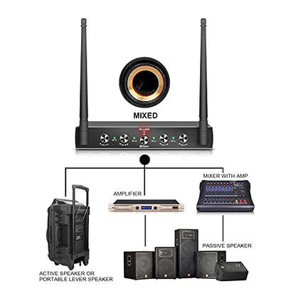 D Debra Audio AU400 Pro UHF 4 Channel Wireless Microphone System - color: with 2 Handheld & 2 Bodypack (B)