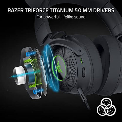 Razer Kraken Kitty V2 Pro Wired RGB Headset: Interchangeable Ears (Kitty, Bear, Bunny) - Stream Reactive Lighting - Detachable HyperClear Cardioid Mic - 50mm Drivers - 7.1 Surround Sound - Black - color: Classic Black