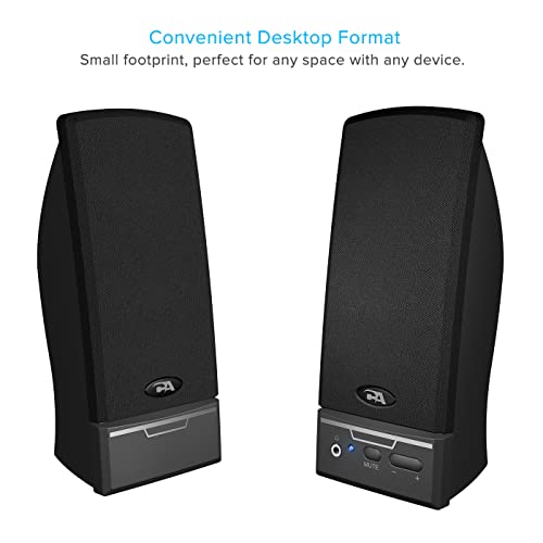 Cyber Acoustics CA-2014USB 2.0 USB Speakers with Dual-Port Compatibility | Great for PC, Mac and Chromebook, Volume and Mute Control, Headphone Jack