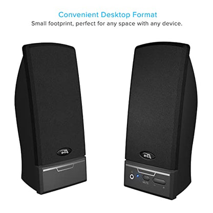 Cyber Acoustics CA-2014USB 2.0 USB Speakers with Dual-Port Compatibility | Great for PC, Mac and Chromebook, Volume and Mute Control, Headphone Jack