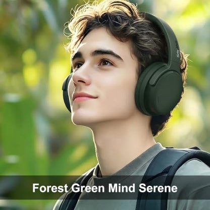 Srhythm NiceComfort 35(2nd Gen)Noise Cancelling Headphones 4-Speakers 40kHz | HD Sound,140 Hours' Ultra-long Playtime for Travel, Bluetooth 6.0, 5 Microphones ENC,Transparency,Spatial Audio,Low Latency - color: Forest Green