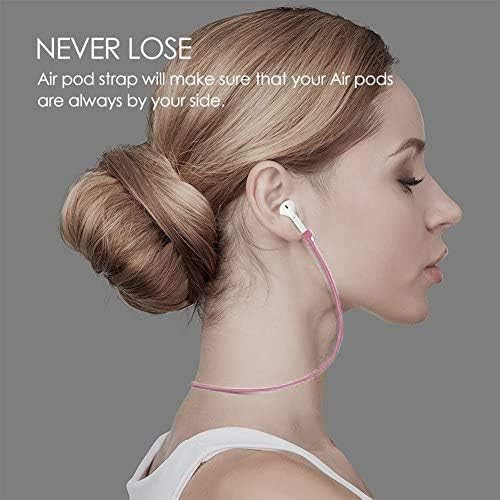 4 in 1 Anti-Lost Accessories for Airpods, Airpods Strap Magnetic Cord, Ear Hooks and Covers Compatible with Airpods 1 & 2, Airpods Watch Band Holder, Sakura pink