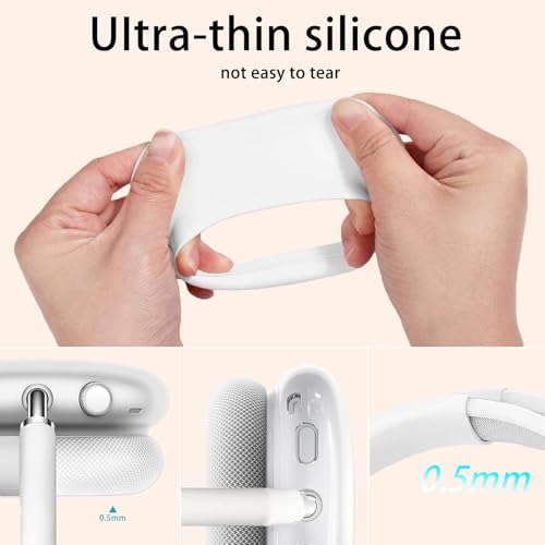 Silicone Case for AirPods Max Headphones, Clear Star Soft TPU Ear Cups Cover/Ear Pad Cover/Headband Protection for Apple AirPods Max USB-C/Lightning (2024/2020) (White) - color: White