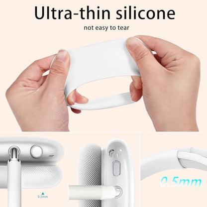 Silicone Case for AirPods Max Headphones, Clear Star Soft TPU Ear Cups Cover/Ear Pad Cover/Headband Protection for Apple AirPods Max USB-C/Lightning (2024/2020) (White) - color: White