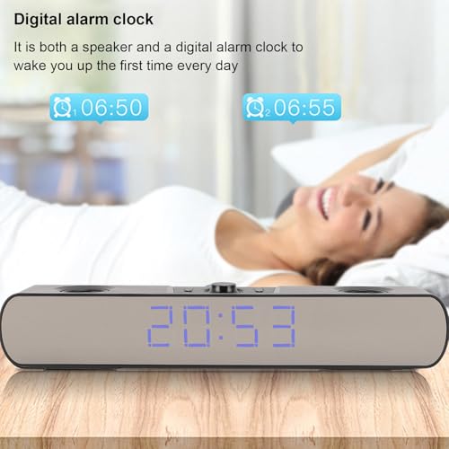 Zunate Bluetooth Soundbar for PC/Laptop - HiFi Gaming Speaker with USB, AUX, Built-in Subwoofer, FM Radio & Alarm Clock (Black) - color: Black