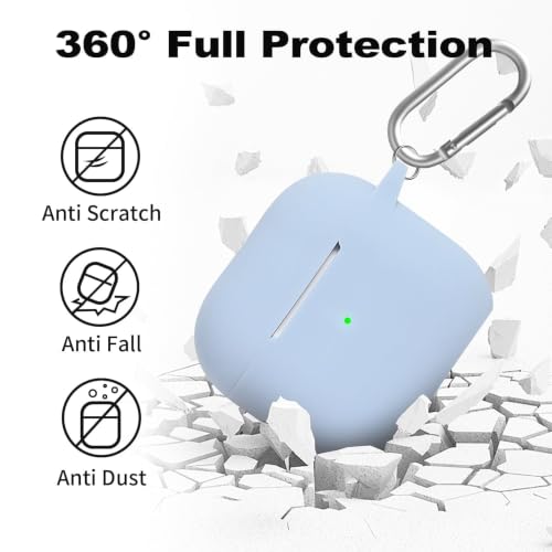 for Airpods 4th Case Cover, Come with Cleaner Kit,Soft Skin Silicone Case Cover with Keychain, Full Protective Case for Men and Women, Compatible with AirPods 4th Generation Case,Sky Blue - color: A2-Sky Blue