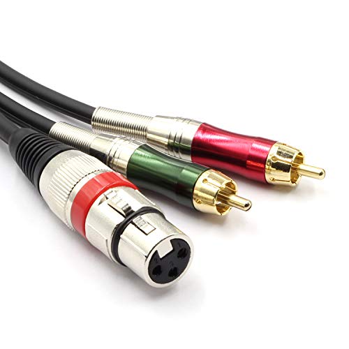 XLR Female to Dual RCA Y Splitter Patch Cable, XLR Female 3 Pin to 2 x Phono RCA Male Plug Stereo Audio Cable Connector(4.5M/15FT) - color: 4.5m(1 XLRF-2 RCAM)