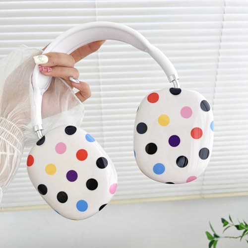 Case Compatible with AirPods Max Headphones, Soft TPU Cute Colorful Polka Dots Anti-Scratch Protective Ear Cup Covers Headphone Cases for Woman Kids - color: Colorful polka dots