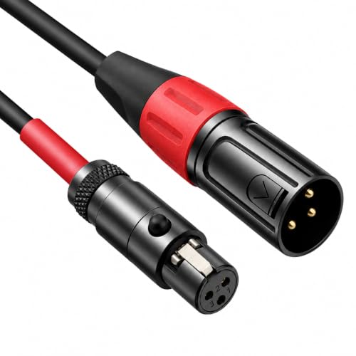 Mini XLR Female to Regular XLR Male Pro Lapel Microphone Cable, 1FT - size: 1 feet