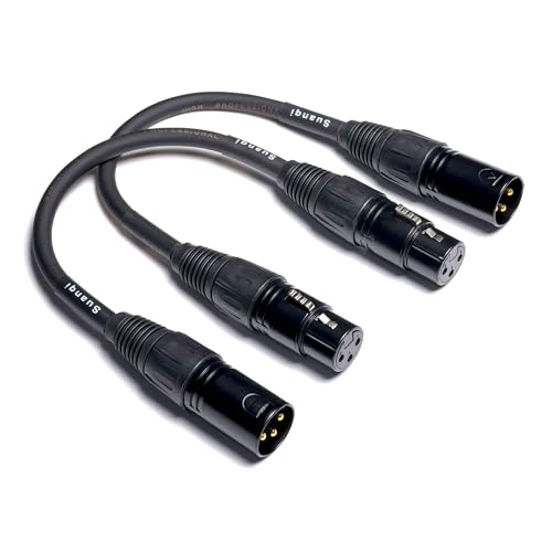 XLR Cable 3-Pin Male to Female XLR Cable Adapter - Professional Balanced Audio Connector for Microphones, Mixers, and Studio Equipment - Durable Metal Construction 6in/2pack - size: 6 in