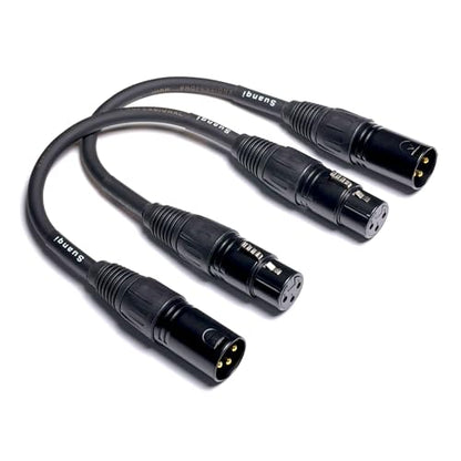XLR Cable 3-Pin Male to Female XLR Cable Adapter - Professional Balanced Audio Connector for Microphones, Mixers, and Studio Equipment - Durable Metal Construction 6in/2pack - size: 6 in