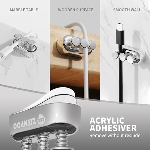 Zinc Alloy Cable Organizers (2 Pack) | Desk Cable Anchors for Charger & Cord Management | Premium, Stylish & Durable Clips for Home & Office