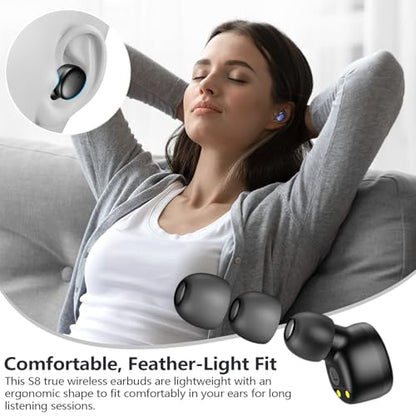 MOZOTER Mini Wireless Earbuds Bluetooth 5.3 in Ear Headphones Headsets | Light Weight,60Hrs Playtime Ear Buds with Charging Case,Smart Touch Control,Premium Sound with Deep Bass for Sport-Black - color: Black
