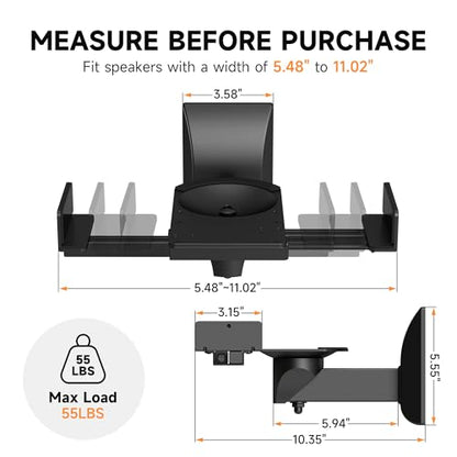 XINLEI 2PC Speaker Wall Mount Bookshelf Speaker Stand Surrounding Sound Bracket Swivel & Tilt for Living Room, Studio Monitor Hold Up to 55 Lbs SPM201