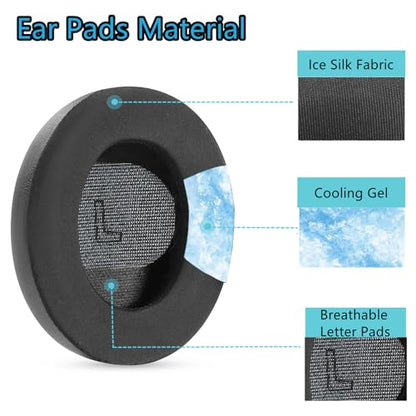 QC Ultra Ice Silk Earpads Headband Cushions for Bose QuietComfort Ultra | Cooling Gel Fabric Ear Pads Replacement Thickness Covers Noise Isolation - Black