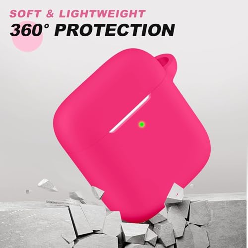 for AirPods 1/2 Case Cover,Come with Cleaner Kit,Soft Skin Silicone Case Cover with Keychain,Full Protective Case for Men and Women,Compatible with AirPods 2nd 1st Generation Case,Rose Pink - color: A6-Rose Pink