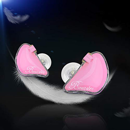 BASN Bmaster in Ear Monitor Headphones Triple Driver Earphones with Two Detachable MMCX Cable Fit in Ear Suitable for Audio Musician Drummer(Pink) - color: Pink