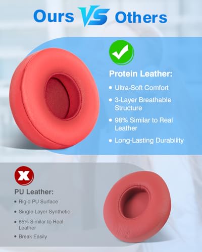 Link Dream Earpads for Beats Solo 3 & Solo 2 On-Ear Headphones - Red - color: Red
