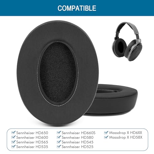 GEVO Earpads for Sennheiser HD650/HD600/HD660S/HD545/HD525/HD535 Headphones, Velour Ear Pads Cushions Replacement for Massdrop X HD6XX/HD58X and HD580/HD565 Jubilee Headset (Cooling-Gel Black) - color: Cooling-Gel Black