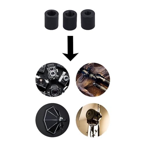4PCS 3/8 Inch Female to 3/8 Inch Female Tripod Nut Attachment Mounting Nut Articulating Arm Attachment Block Aluminium Barrel Nut Tripod Rig Replacement Part for Camera Tripod Accessory