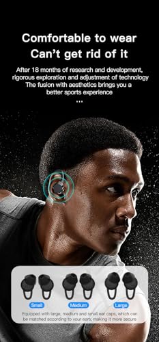 Wireless Earbuds with Earhooks Bluetooth Headphones Ear Buds,IPX6 Waterproof,Painless for Long Term Wearing,Single Battery Life 10H,LED Digital Display Headset with Earhooks for Sport Running Workout