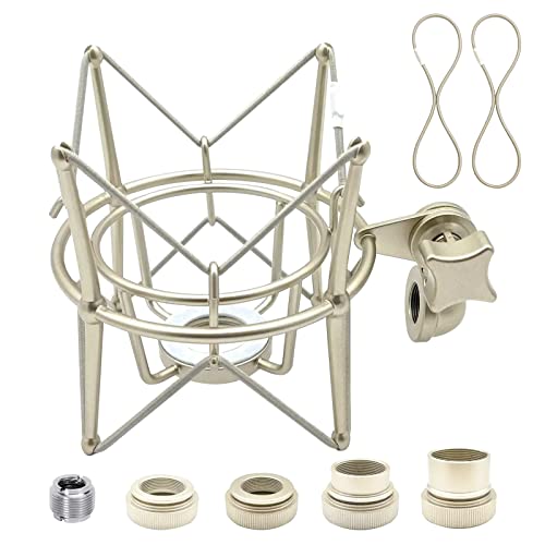 AT2020 Shock Mount Universal Microphone Holder Spider Recording Mic Shockmount Stand Compatible with Many Condenser Mics Like Rode NT1-A NT2-A Procaster MXL 990 770 U87 (Champagne) - color: Champagne