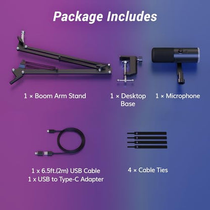TONOR Dynamic Gaming Microphone XLR/USB Mic with AI Noise Cancellation - color: Black