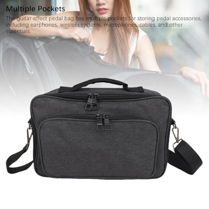Effects Pedal Carrying Bag, 10mm Padding Multi Pockets Guitar Effects Pedal Case with Adjustable Strap and Water Proof Fabric, for Line 6 (S) - size: S