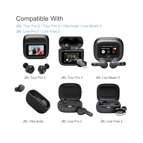 Klowcok Replacement Ear Tips for JBL Vibe Buds/Tour Pro 2/3 Earbuds | Memory Foam Tips Compatible with JBL Live Pro 2 / Live Free 2 Earbuds, 3 Pairs, S/M/L, Black