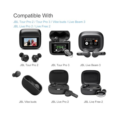 Klowcok Replacement Ear Tips for JBL Vibe Buds/Tour Pro 2/3 Earbuds | Memory Foam Tips Compatible with JBL Live Pro 2 / Live Free 2 Earbuds, 3 Pairs, S/M/L, Black