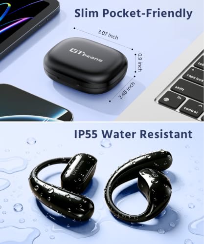Open Ear Earbuds, Soft Earhook, 56H Playtime, Bluetooth 6.0, Bass - color: Black