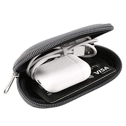 Earphones Carrying Case Headphone Organizer Shock Proof Neoprene Mini Earbud Pouch for AirPods, Galaxy Buds, Bluetooth Earpiece Storage Bag Coin Purse with Zipper Closure & Carabiner Clip (Grey) - color: Grey