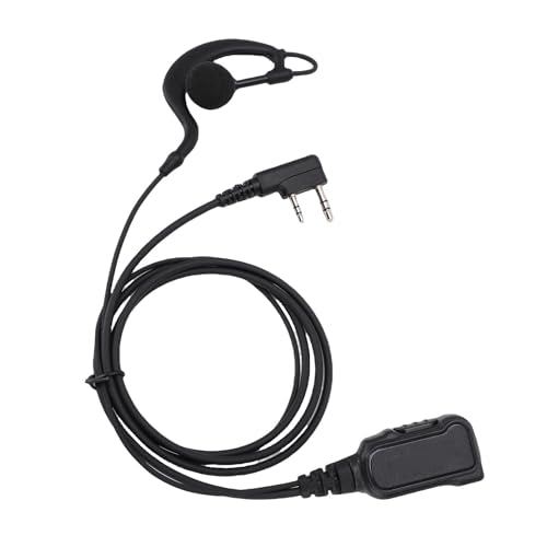 G Shape 2 Way Radio Earpiece Headset, Noise Filtering Speaker PTT Mic for 2 Pin Radios