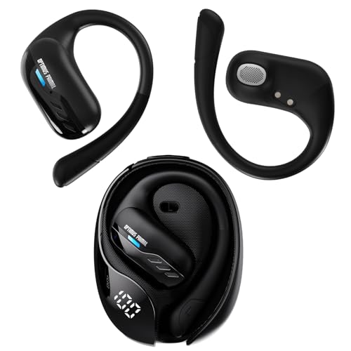 Transformers Open Ear Wireless Headphones Bluetooth 5.4 for Running & Workouts, Over The Ear Earbuds with IPX5 Waterproof Ear Hooks, Surround Sound, LED Display & Lanyard (Black - Optimus Primal) - color: Black