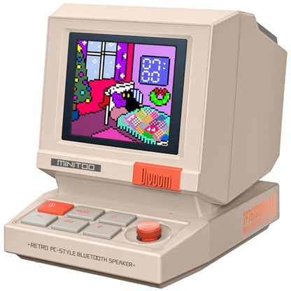 Divoom MiniToo Retro PC-Style Computer Speaker, Pixel Screen with DIY Faces | Bluetooth & USB Audio, Alarm/White Noise Clock, Desk Setup Gifts for Gaming