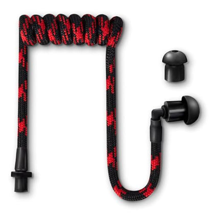Fabric-Coated Acoustic Tube Ear Piece - Tubeez Walkie Talkie Earpiece with Black Ear Plugs - Moisture-Blocking Threaded Tube Fits with Any Motorola Radio Earpiece, Skarlet Red - color: Skarlet Red