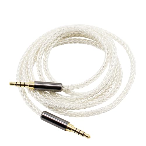 Youkamoo 3.5mm TRRS AUX Audio Cable 4 Pole Male to Male Silver Plated Copper for Headphones Car Speakers Phone Tablet Laptop 4ft/1.2m