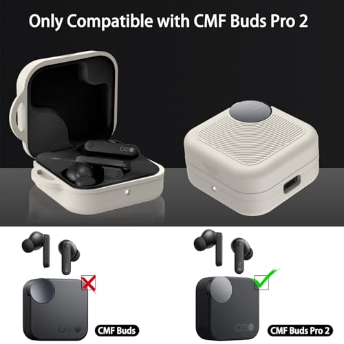 for CMF Buds 2 Plus/CMF Buds 2 / CMF Buds Pro 2 Case Cover, Soft Silicone Protective Earbuds Case, Headphones Case with Carabiner Accessories Set(White) - color: White