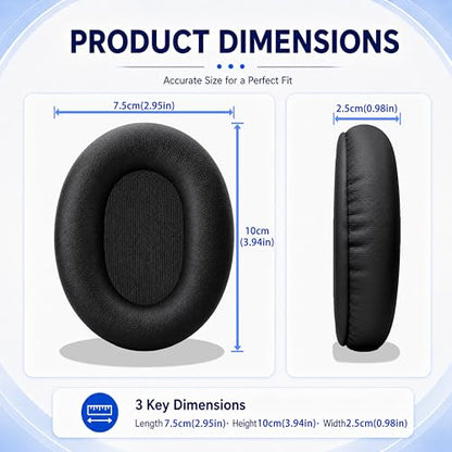 Replacement Ear Pads for Sony WH-XB900N/WH-CH710N/WH-CH720N/WH-RF400/MDR-RF895RK Headphones, Extra Thick Ear Cushions with Protein Leather＆Memory Foam - color: Black