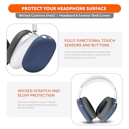 WC ShellZ Max - Protective Shell Covers for AirPods Max 1 & 2 | Made by Wicked Cushions | Made with Premium Silicone | Blue - color: Blue
