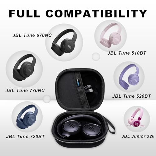 Hard Case for JBL Headphones, Black | Compatible with JBL Junior 320/ 320BT/Junior 470NC/JR 460NC/ Tune 520BT 510BT 720BT 770NC 670NC/ Live 670NC 770NC Headphone - color: Black