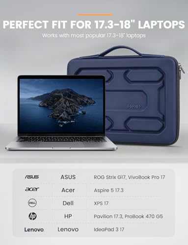 DOMISO 18 inch Laptop Sleeve with Handle Shockproof Computer Bag Waterproof EVA Protective Carrying Case for 17.3" MSI GS73VR Stealth Pro/HP Envy 17/LG Gram 17"/ROG Strix GL702VS,Dark Blue - color: Dark Blue, size: 17.5-18 inch