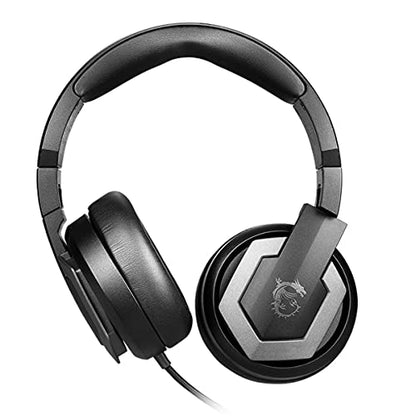 msi Immerse GH61 Gaming Headset, Hi-Res Virtual 7.1 Surround Sound, Built-in ESS DAC & AMP, 3D Audio, Swappable Ear Cushions, 3.5mm Jack/USB, Carrying Case Included, PC/Mac/PS4/Xbox - size: Large, style: Immerse GH61