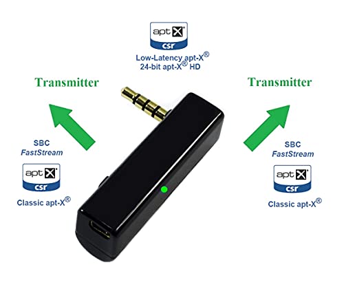 iSplitter_ProHD (Black) : Bluetooth Stereo Transmitter Splitter with 5 Available and switchable codecs : aptX-HD (24-bit) / aptX/Low-Latency aptX/FastStream/SBC codecs.