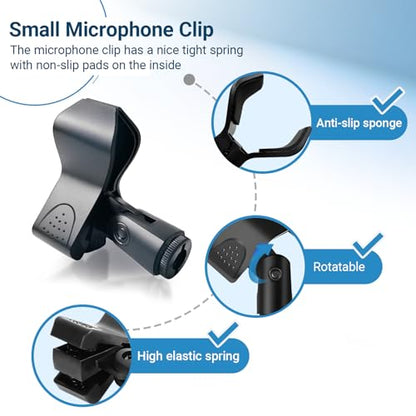 2 Pack Microphone Clips, Durable and Adjustable Mic Clip for Stand, Compatible with Large Diameter Mics for Stage, Church, Studio